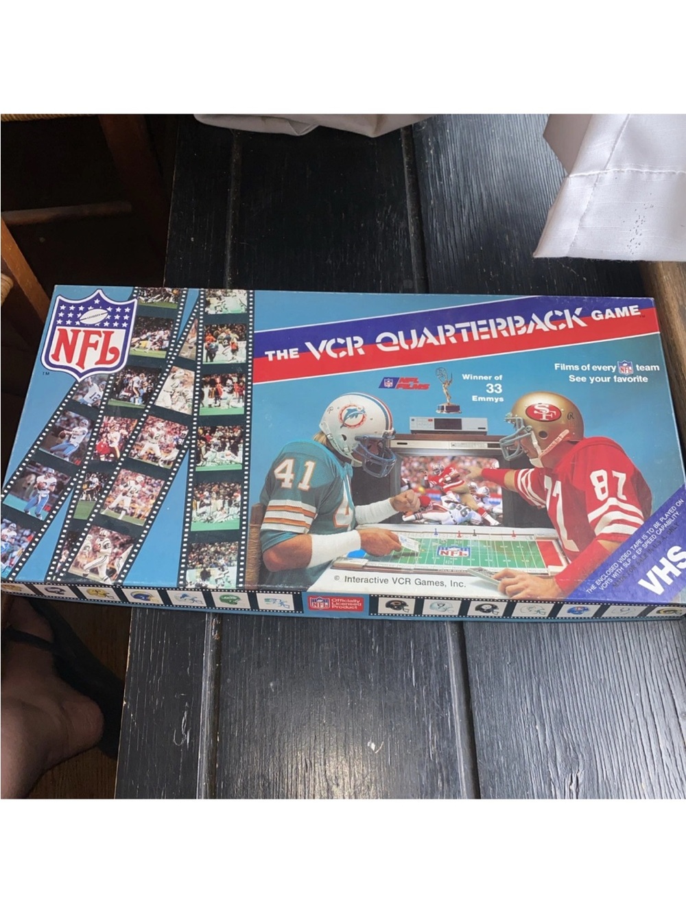 NFL VCR Quarterback Board Game in Blue and Red Packaging